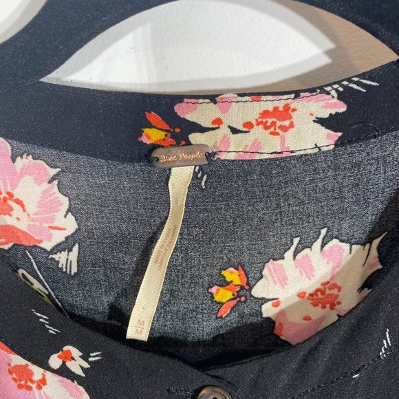 Free People Black Floral Button Down Sleeveless Dress, Size M - Picture 4 of 8